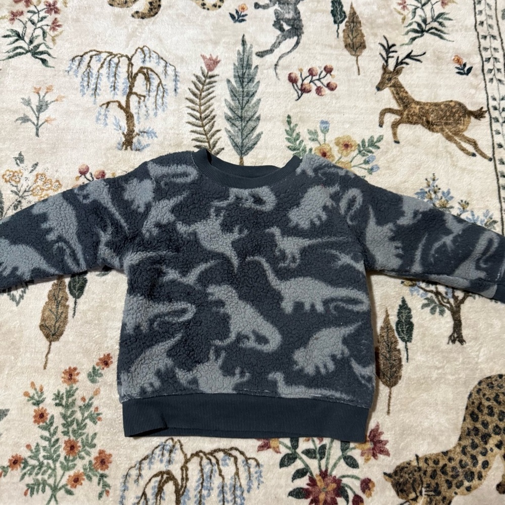 Cat&jack sherpa Cozy Dinosaur Print Sweater pullover size 2